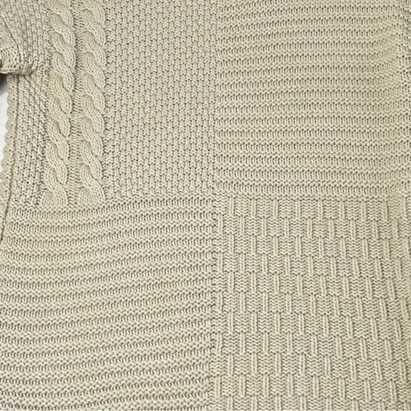 SAHALIE Cream Cable Knit Pattern Block Long Sleeve Sweater Women's Size S - Picture 10 of 16